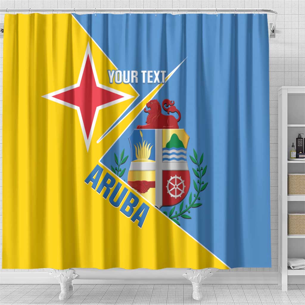 Custom Aruba Football Shower Curtain 2025 Coat Of Arms Style LT14