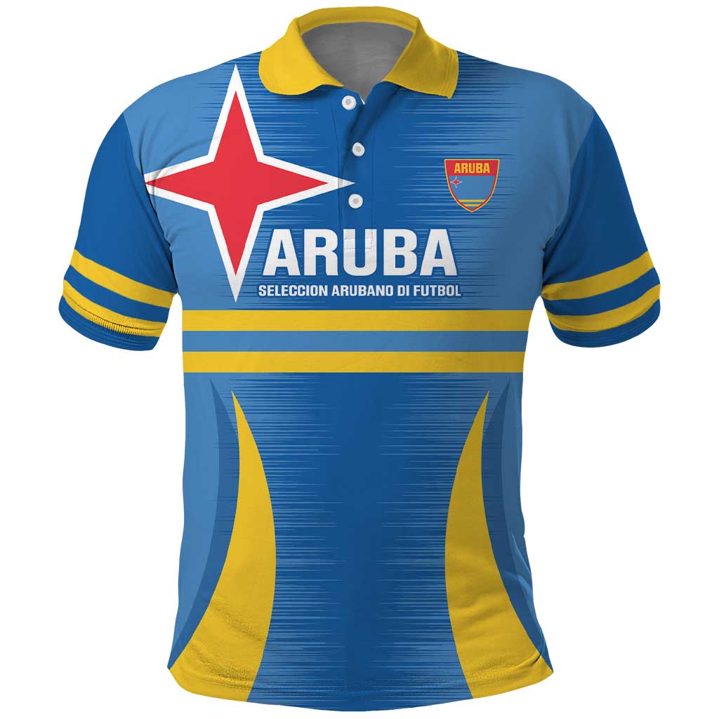 Custom Aruba Football Polo Shirt 2025 Go Champions Flag Color LT14