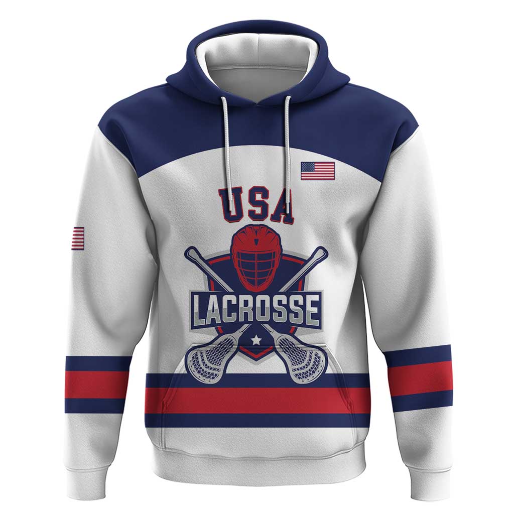 Custom United States Lacrosse Hoodie Go Champions White Version LT14