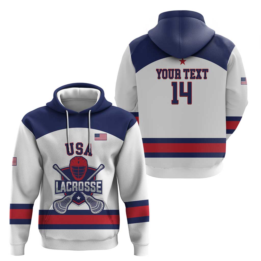 Custom United States Lacrosse Hoodie Go Champions White Version LT14