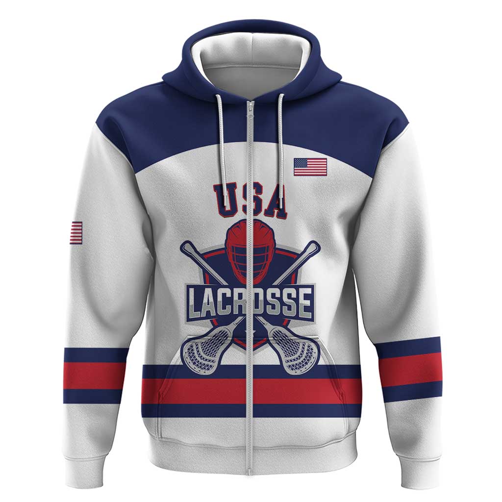 Custom United States Lacrosse Hoodie Go Champions White Version LT14
