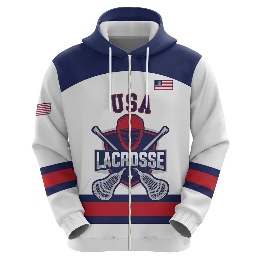 Custom United States Lacrosse Hoodie Go Champions White Version LT14