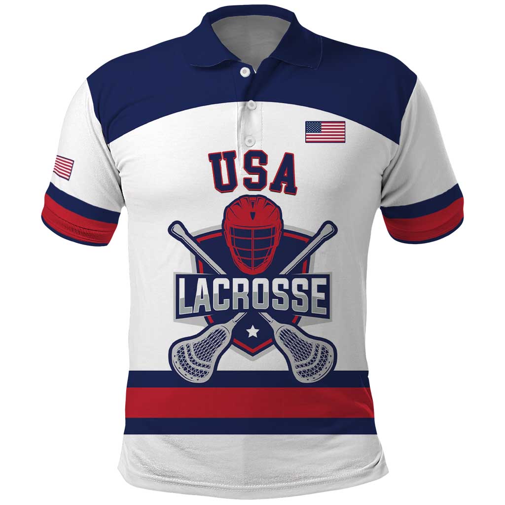 Custom United States Lacrosse Polo Shirt Go Champions White Version LT14