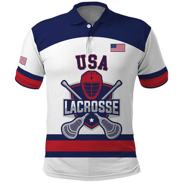 Custom United States Lacrosse Polo Shirt Go Champions White Version LT14