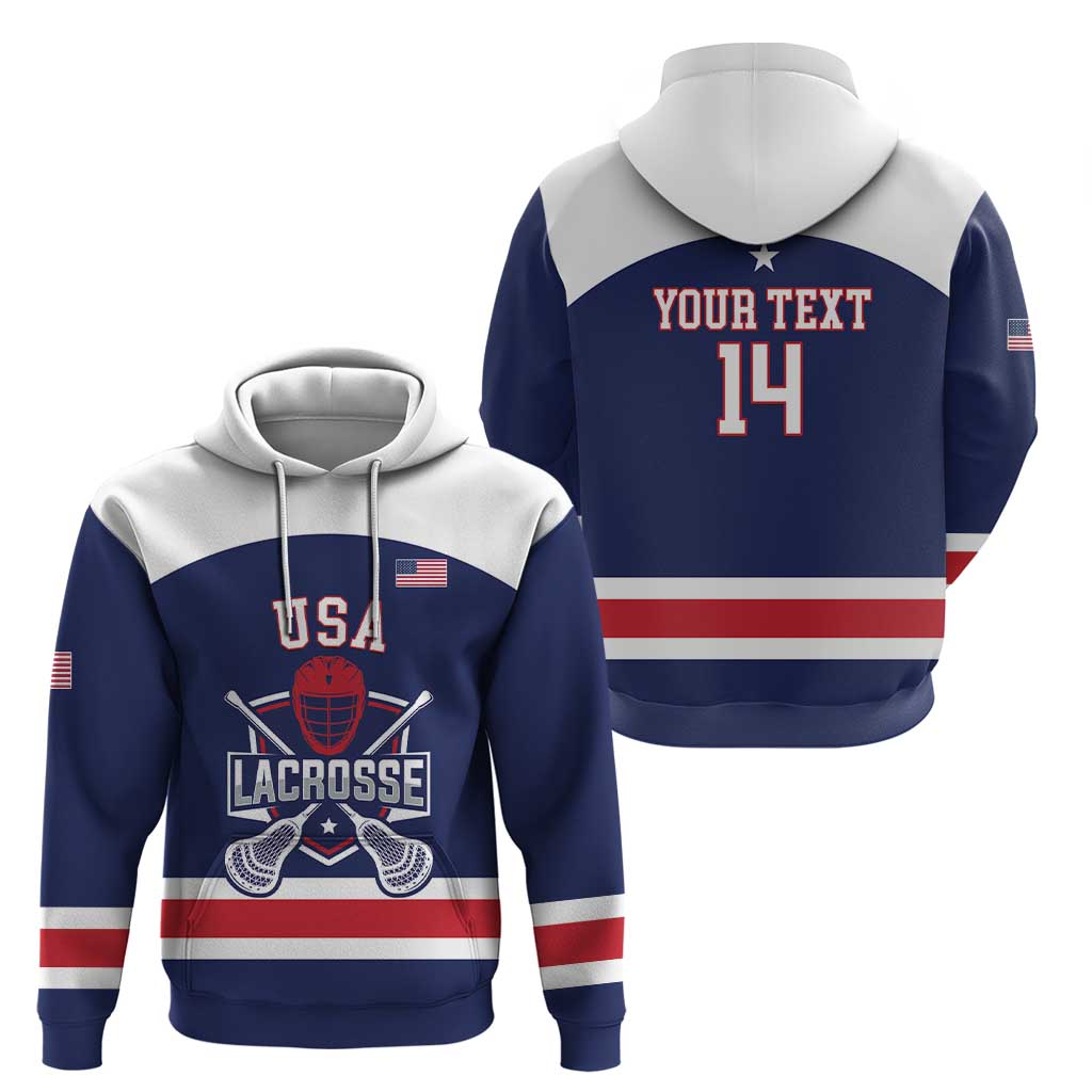 Custom United States Lacrosse Hoodie Go Champions Blue Version LT14