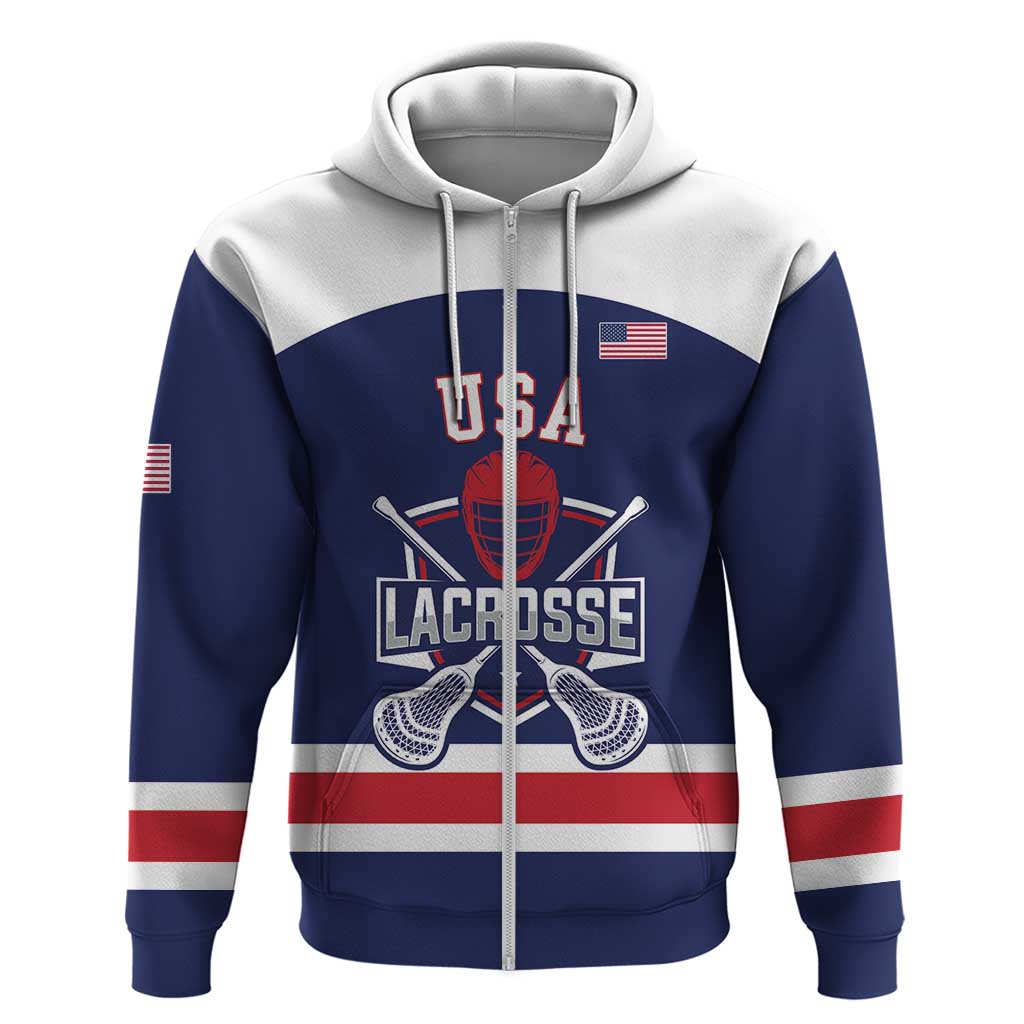 Custom United States Lacrosse Hoodie Go Champions Blue Version LT14