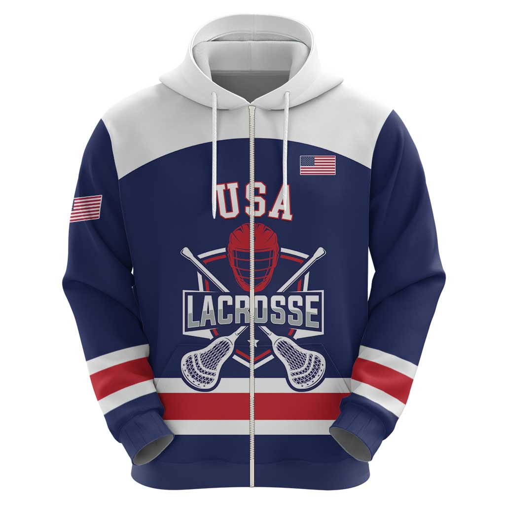 Custom United States Lacrosse Hoodie Go Champions Blue Version LT14