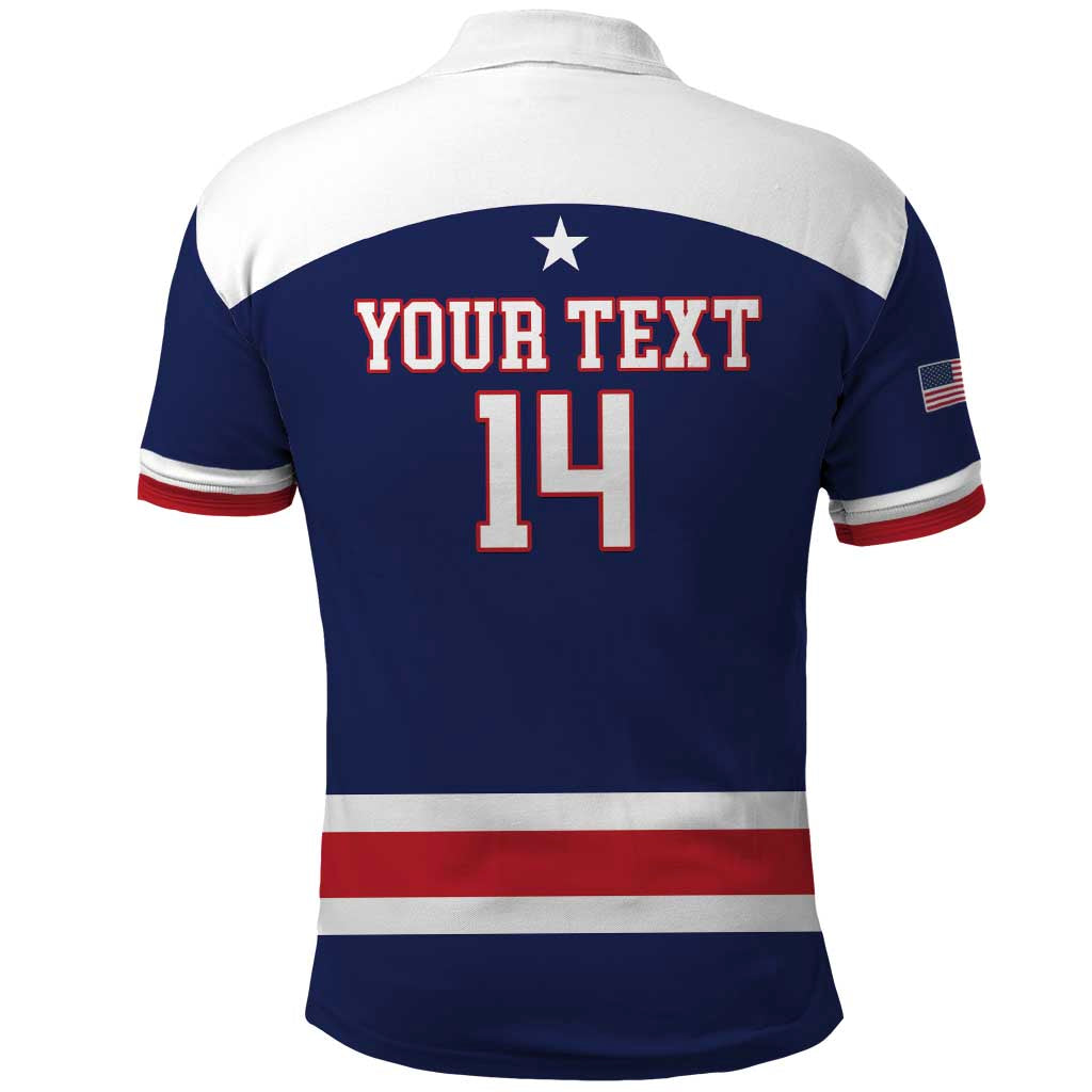 Custom United States Lacrosse Polo Shirt Go Champions Blue Version LT14