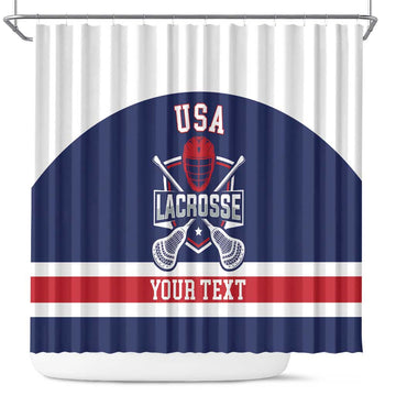 Custom United States Lacrosse Shower Curtain Go Champions Blue Version LT14