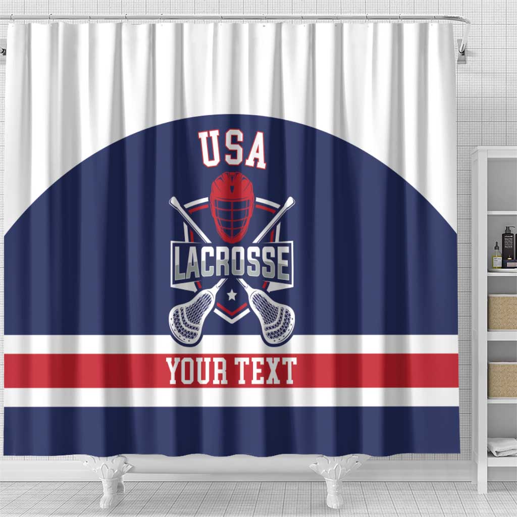 Custom United States Lacrosse Shower Curtain Go Champions Blue Version LT14