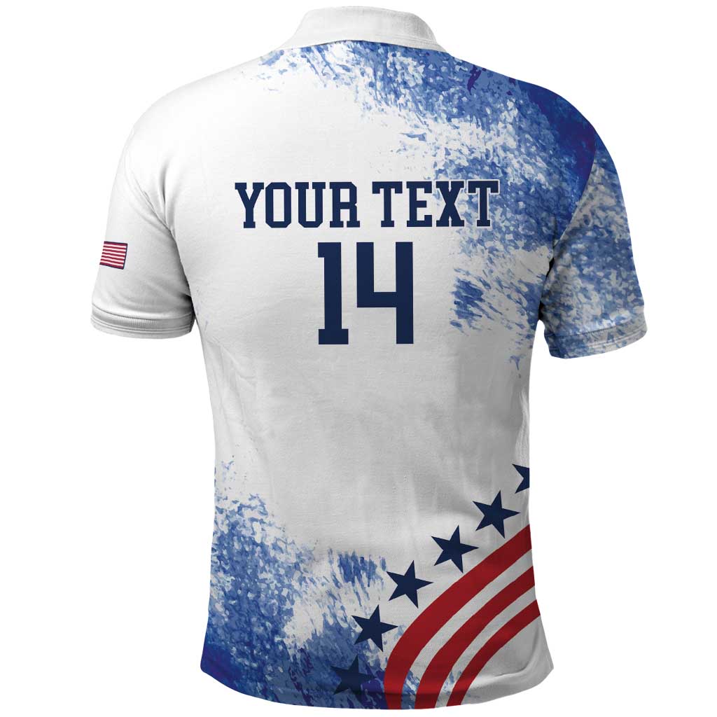 Custom United States Lacrosse Polo Shirt 2025 Grunge Style LT14