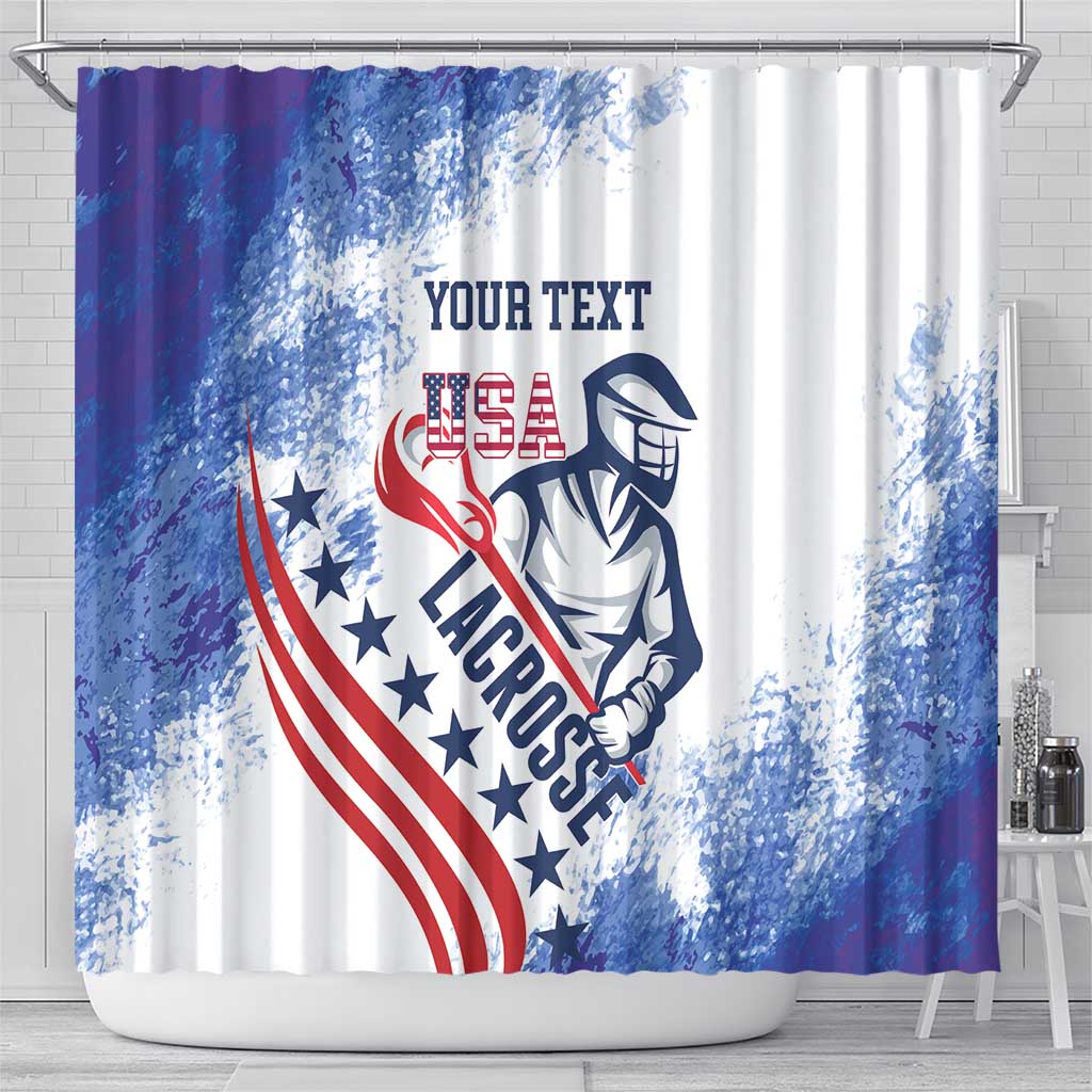 Custom United States Lacrosse Shower Curtain 2025 Grunge Style LT14