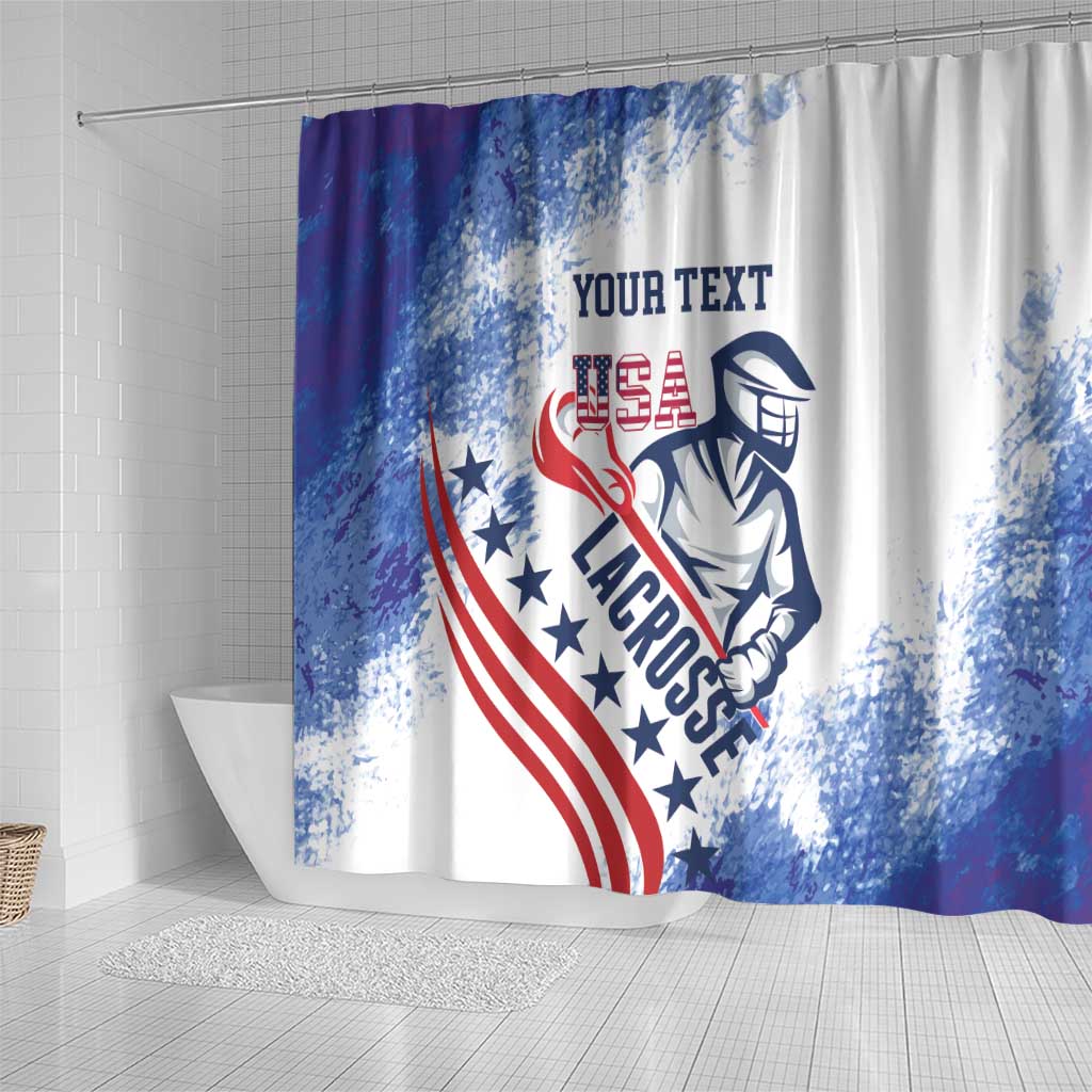 Custom United States Lacrosse Shower Curtain 2025 Grunge Style LT14