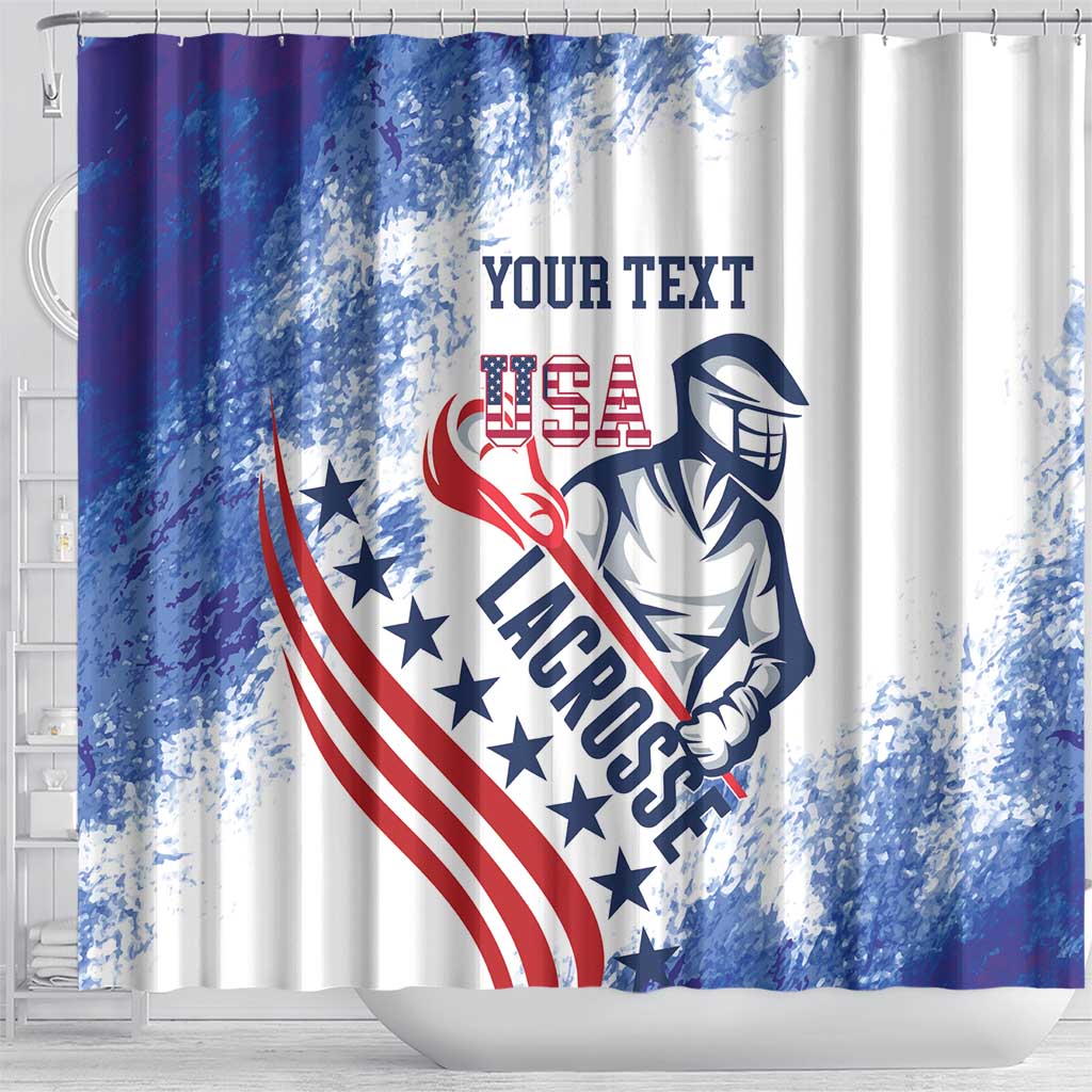 Custom United States Lacrosse Shower Curtain 2025 Grunge Style LT14