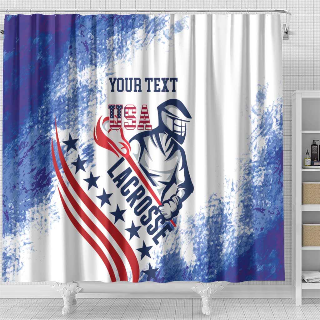 Custom United States Lacrosse Shower Curtain 2025 Grunge Style LT14