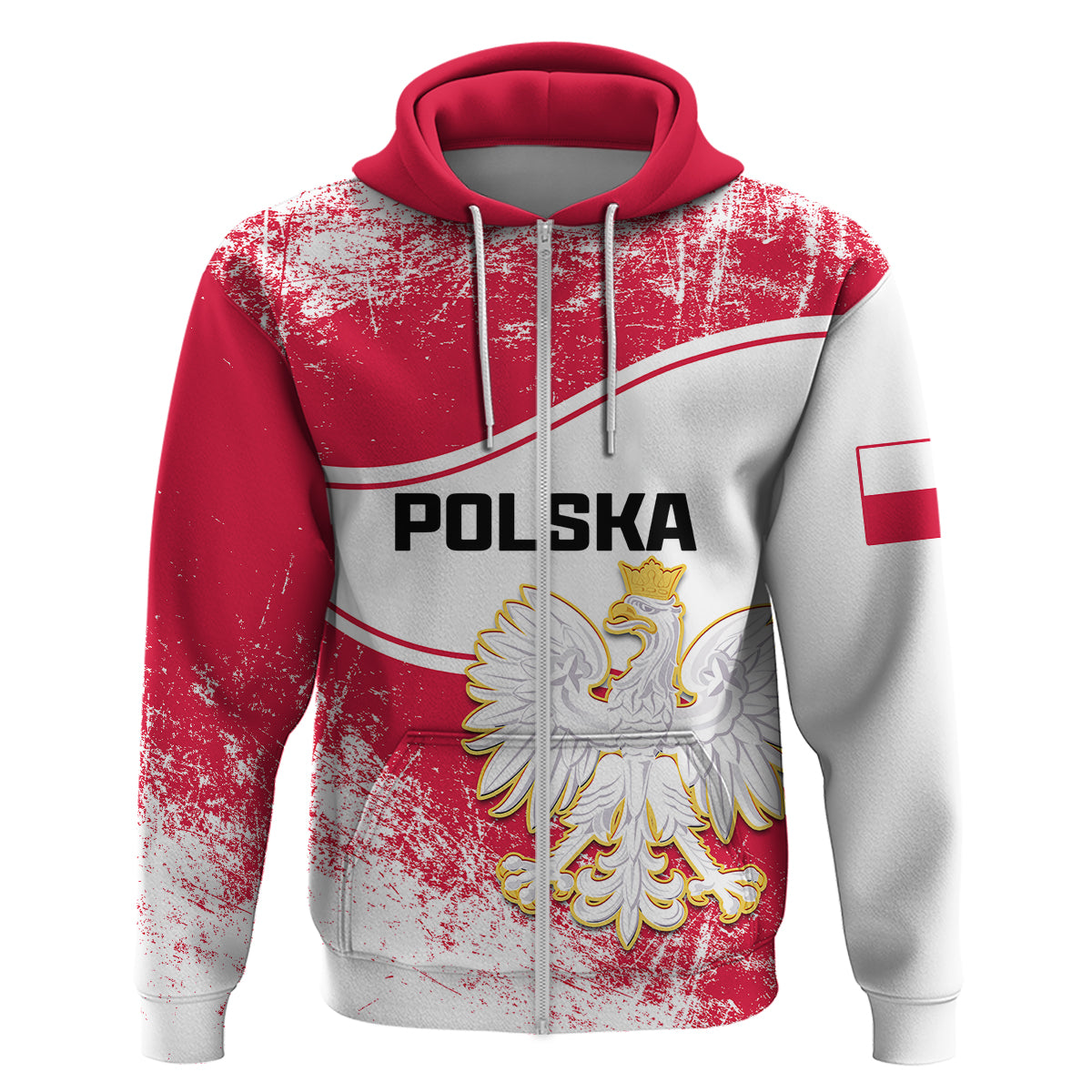 Poland Constitution Day Hoodie Coat Of Arms Grunge Style LT14