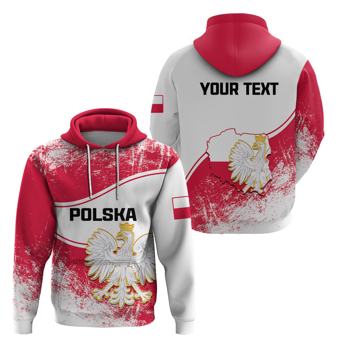 Custom Poland Constitution Day Hoodie Coat Of Arms Grunge Style LT14
