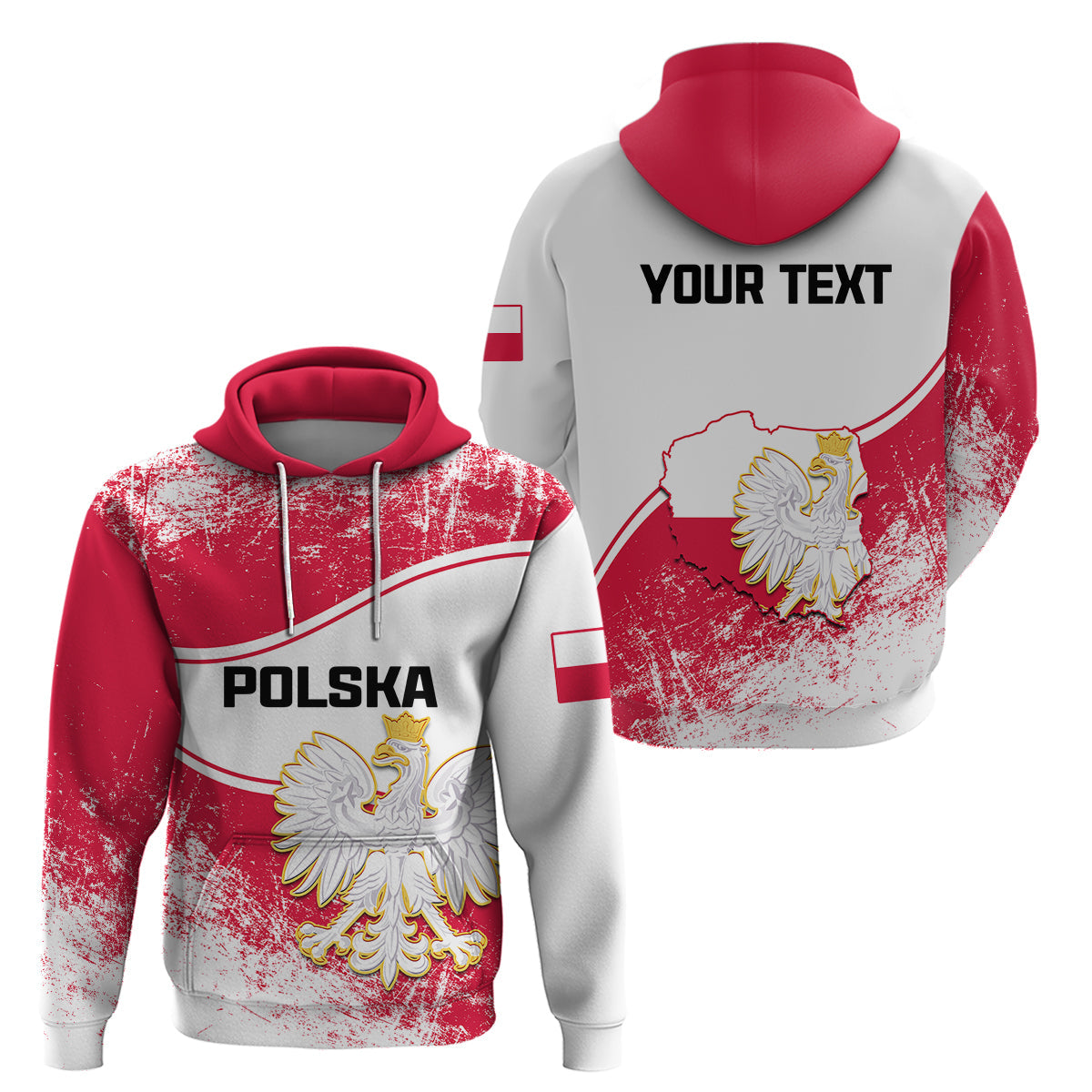 Custom Poland Constitution Day Hoodie Coat Of Arms Grunge Style LT14