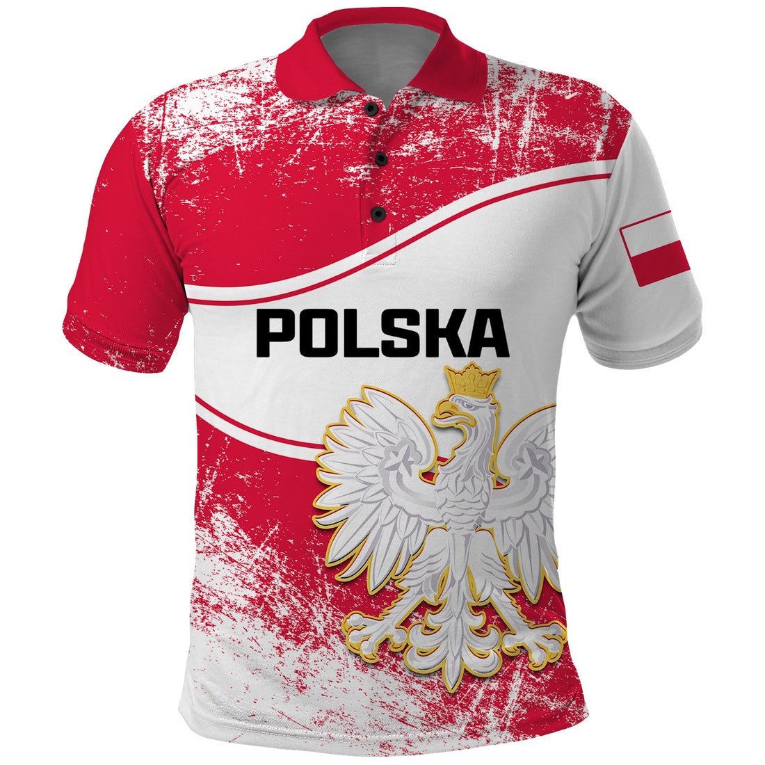 Custom Poland Constitution Day Polo Shirt Coat Of Arms Grunge Style LT14