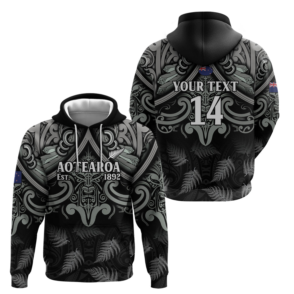 Custom New Zealand Silver Fern Rugby Hoodie All Black Since 1892 Aotearoa Moko Maori LT14