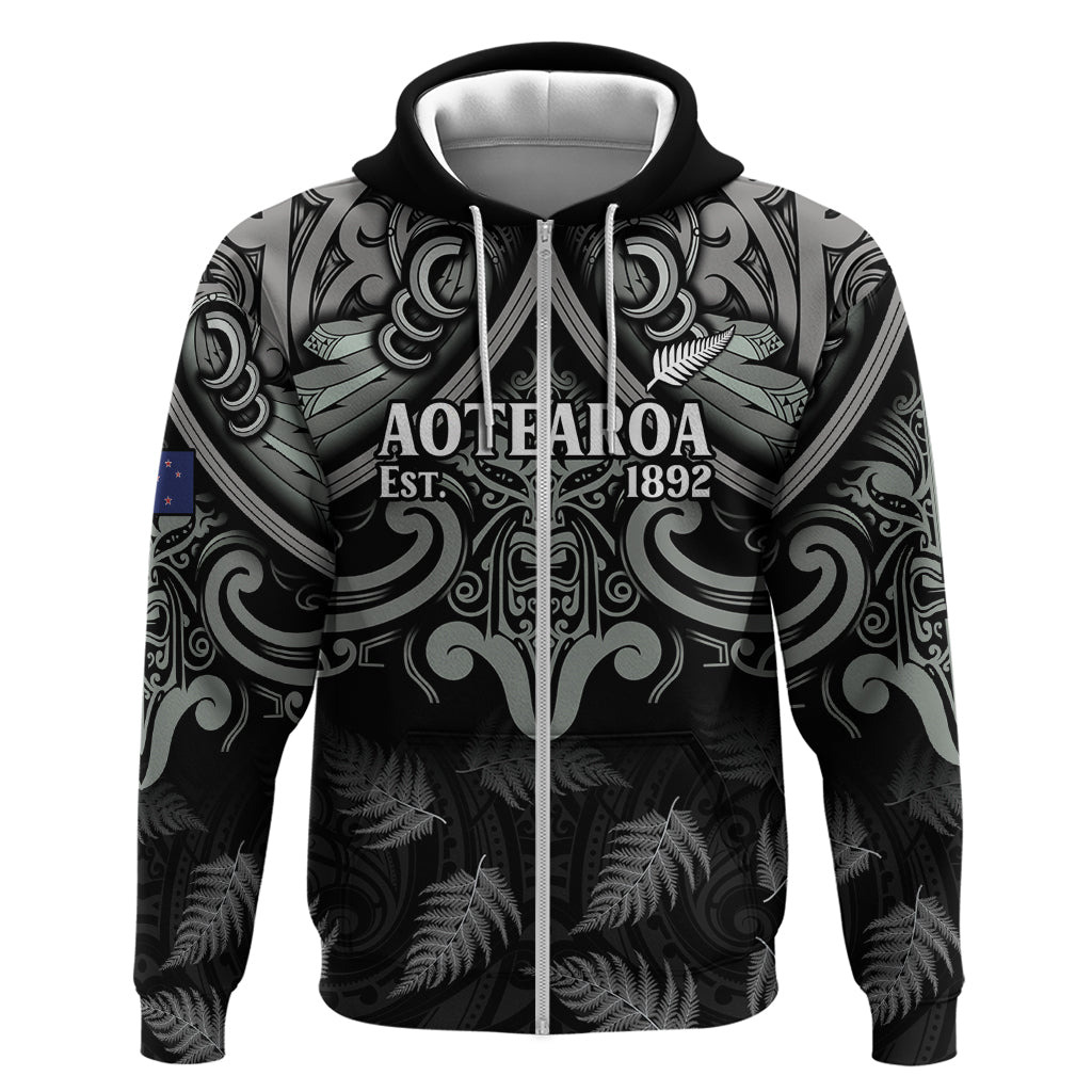 Custom New Zealand Silver Fern Rugby Hoodie All Black Since 1892 Aotearoa Moko Maori LT14