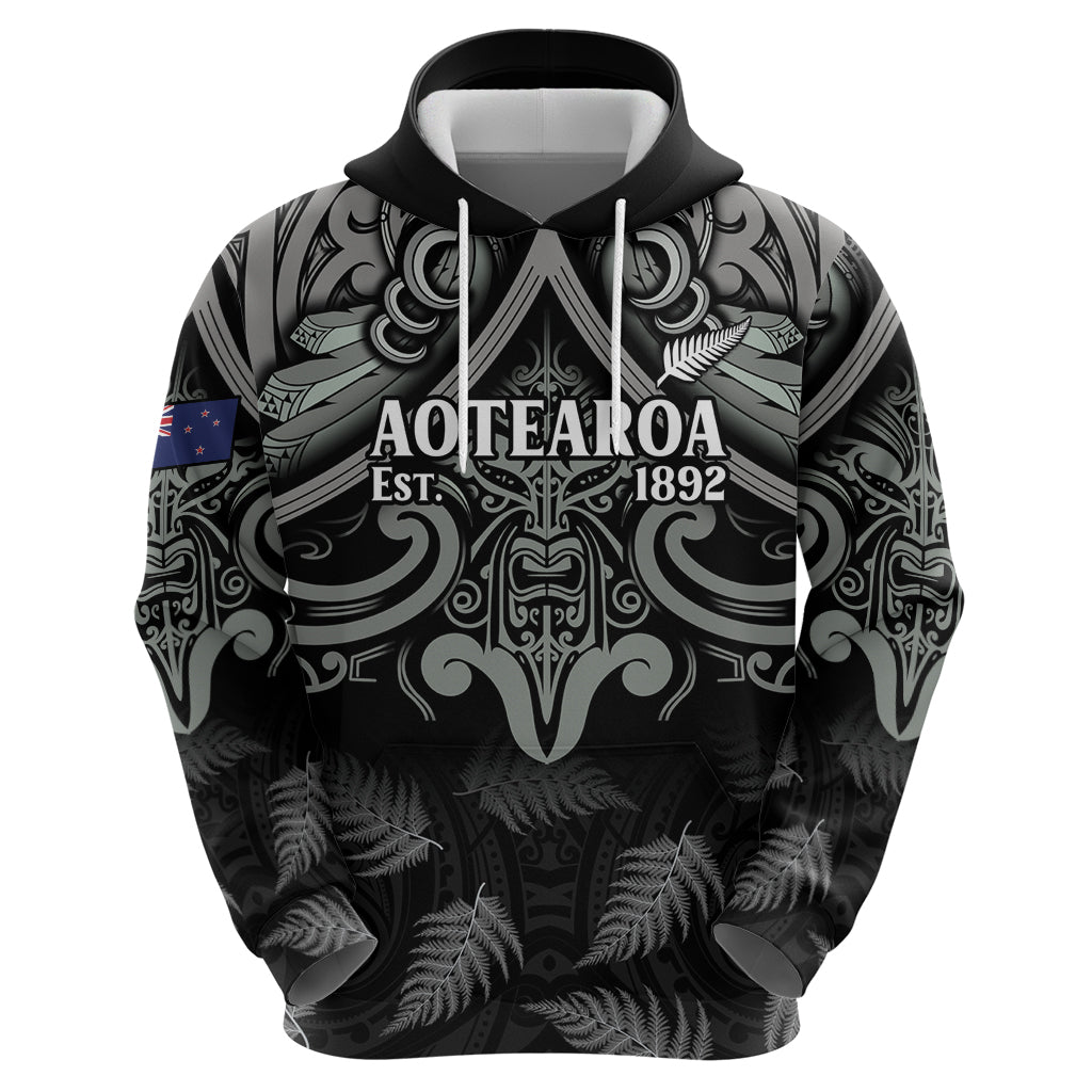 Custom New Zealand Silver Fern Rugby Hoodie All Black Since 1892 Aotearoa Moko Maori LT14