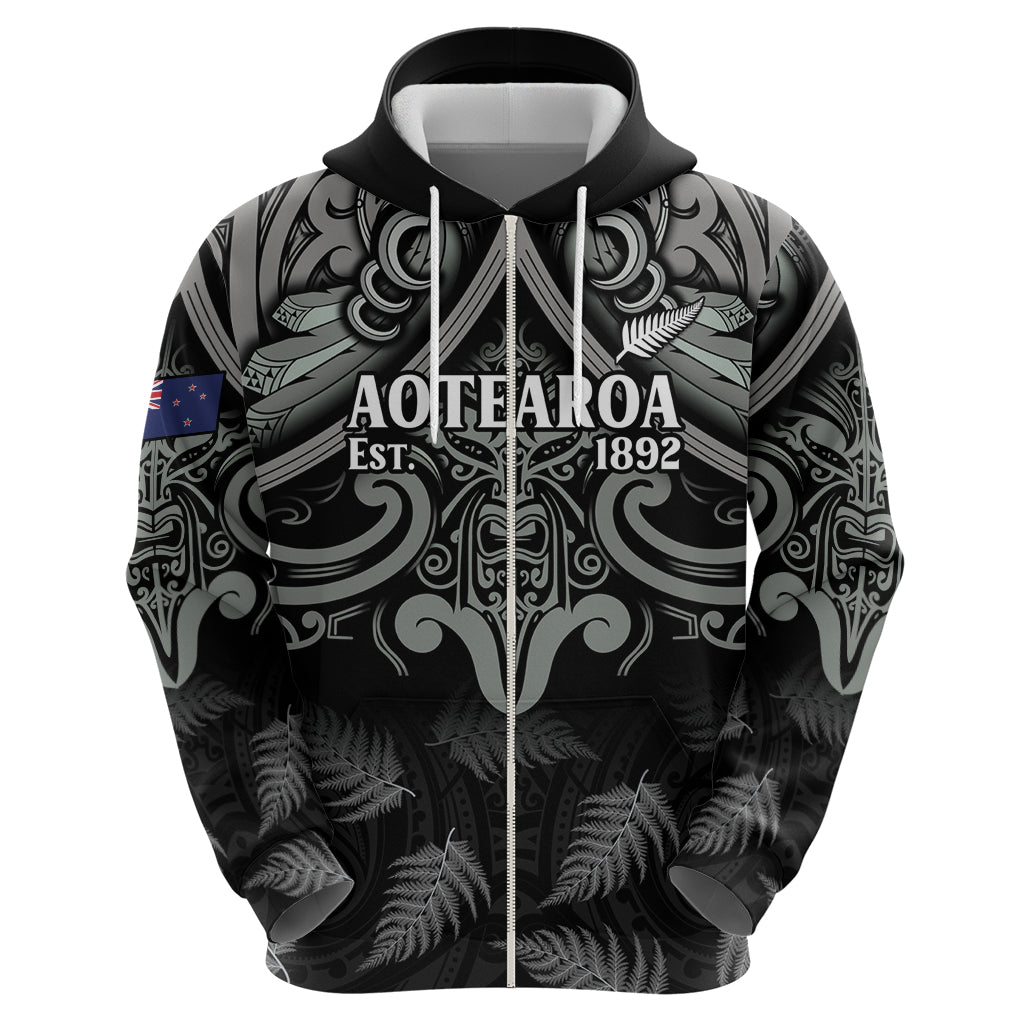 Custom New Zealand Silver Fern Rugby Hoodie All Black Since 1892 Aotearoa Moko Maori LT14