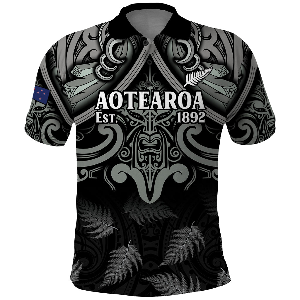 Custom New Zealand Silver Fern Rugby Polo Shirt All Black Since 1892 Aotearoa Moko Maori LT14