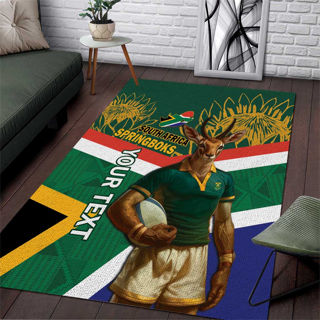 Custom South Africa Rugby Area Rug 2024 Go Springboks Mascot African Pattern LT14