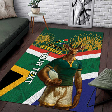Custom South Africa Rugby Area Rug 2024 Go Springboks Mascot African Pattern LT14