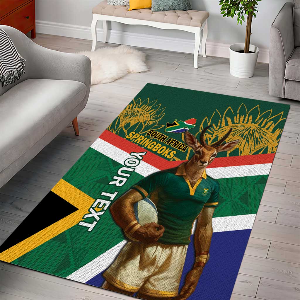 Custom South Africa Rugby Area Rug 2024 Go Springboks Mascot African Pattern LT14