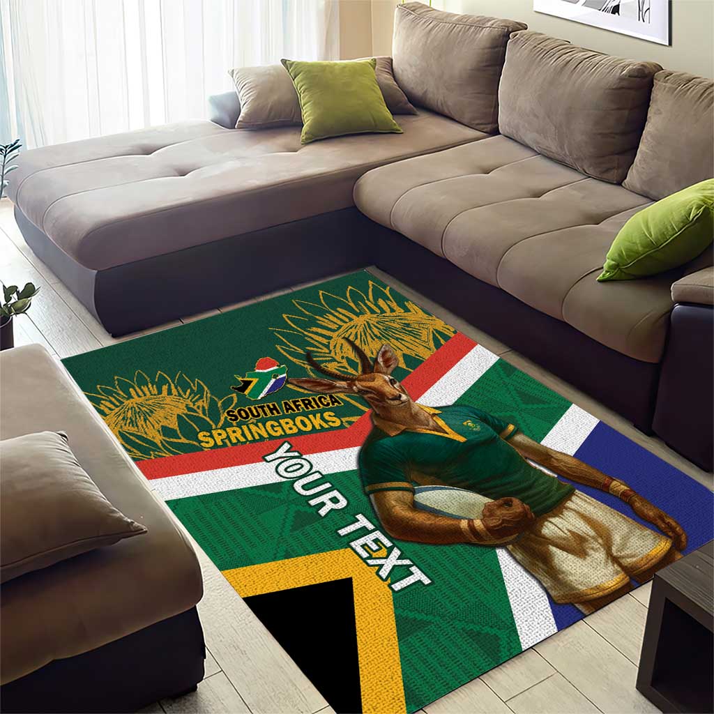 Custom South Africa Rugby Area Rug 2024 Go Springboks Mascot African Pattern LT14