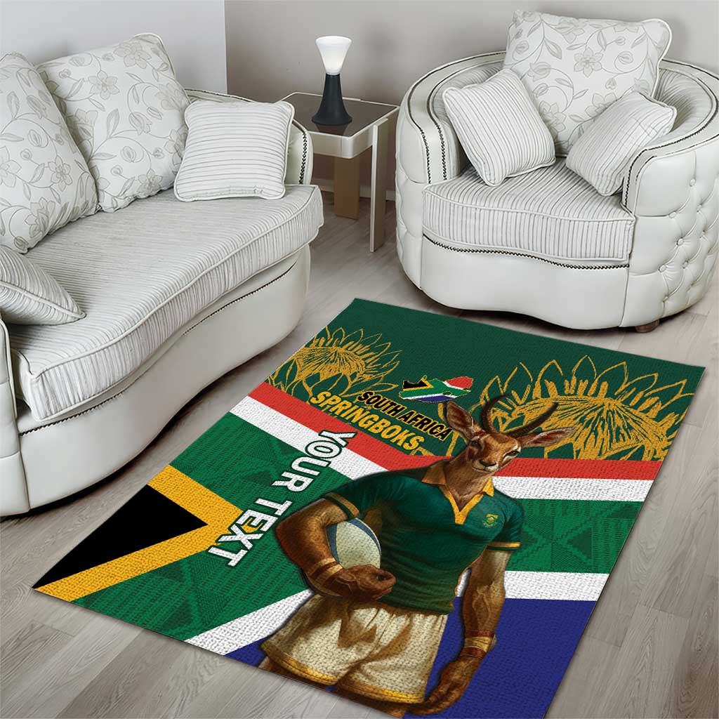 Custom South Africa Rugby Area Rug 2024 Go Springboks Mascot African Pattern LT14