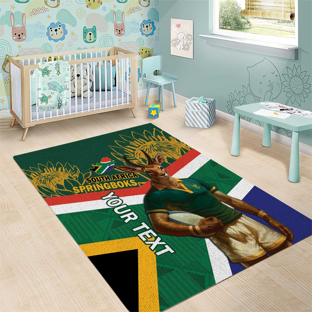 Custom South Africa Rugby Area Rug 2024 Go Springboks Mascot African Pattern LT14