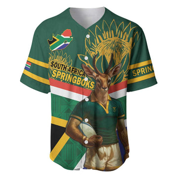 Custom South Africa Rugby Baseball Jersey 2024 Go Springboks Mascot African Pattern LT14