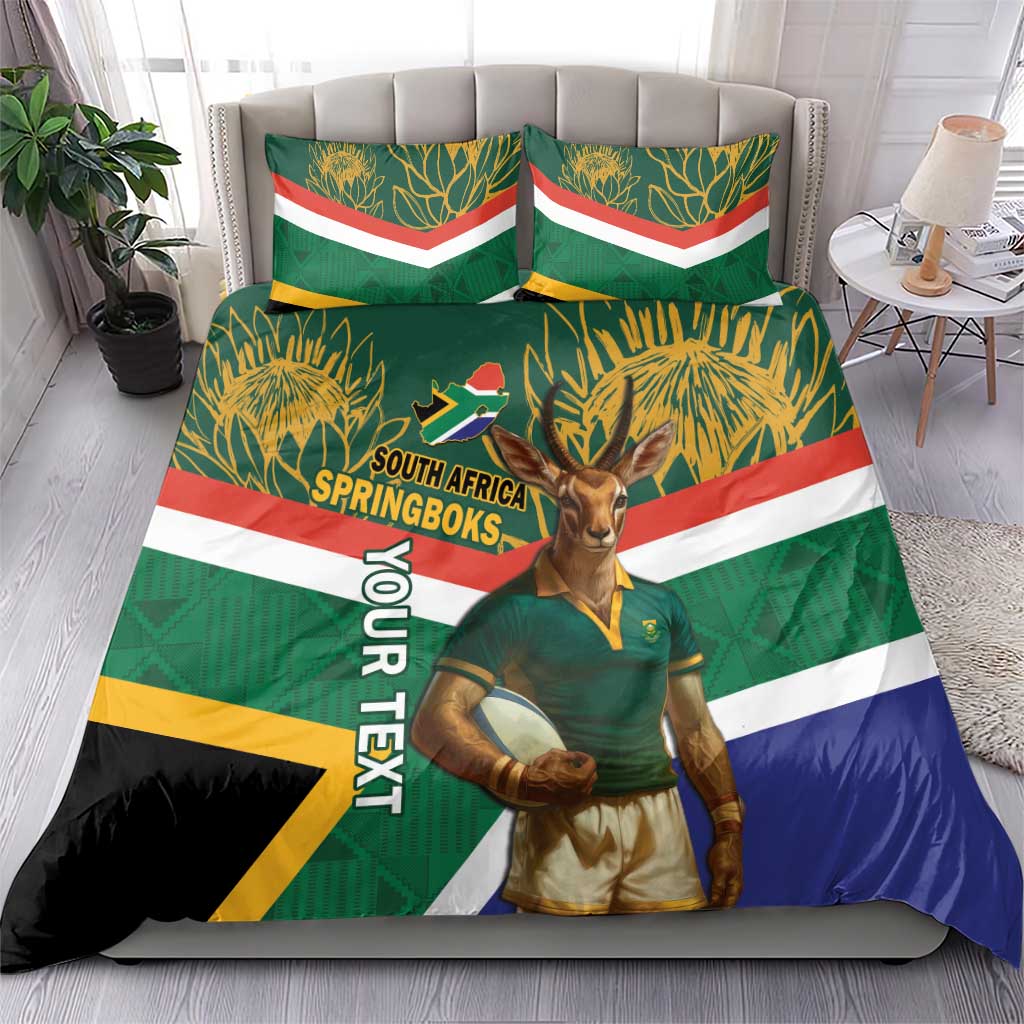 Custom South Africa Rugby Bedding Set 2024 Go Springboks Mascot African Pattern LT14