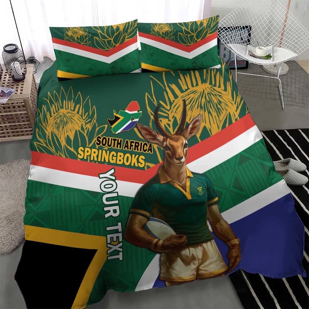 Custom South Africa Rugby Bedding Set 2024 Go Springboks Mascot African Pattern LT14