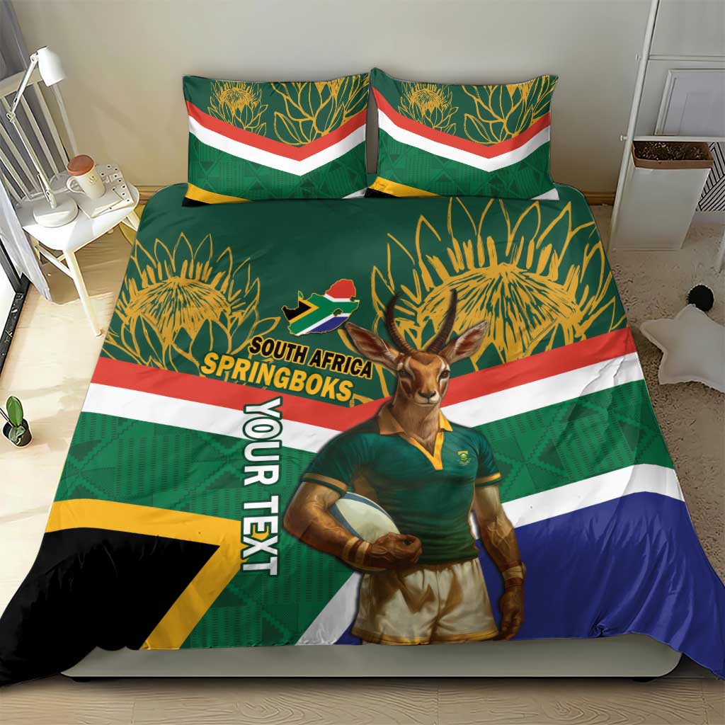 Custom South Africa Rugby Bedding Set 2024 Go Springboks Mascot African Pattern LT14