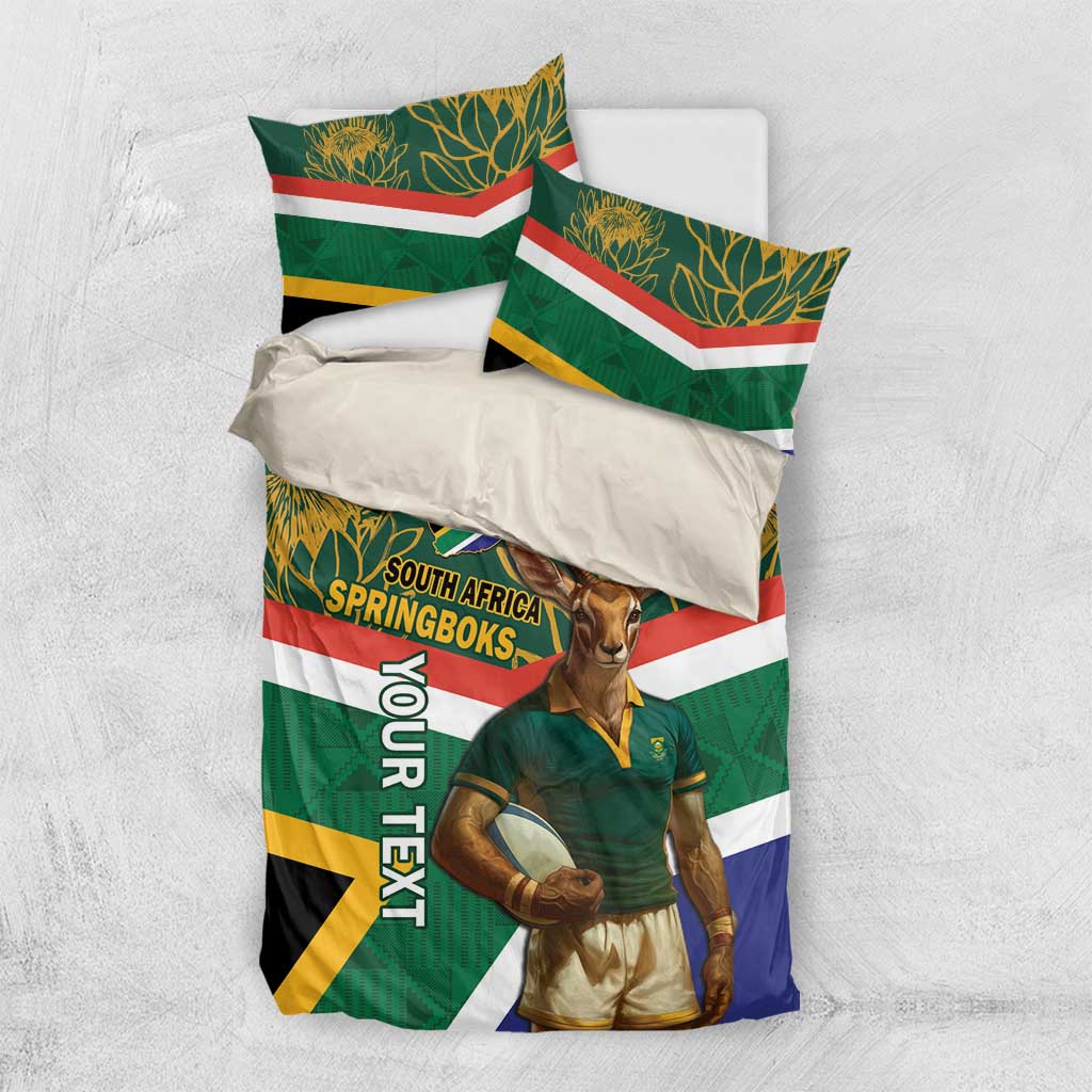 Custom South Africa Rugby Bedding Set 2024 Go Springboks Mascot African Pattern LT14