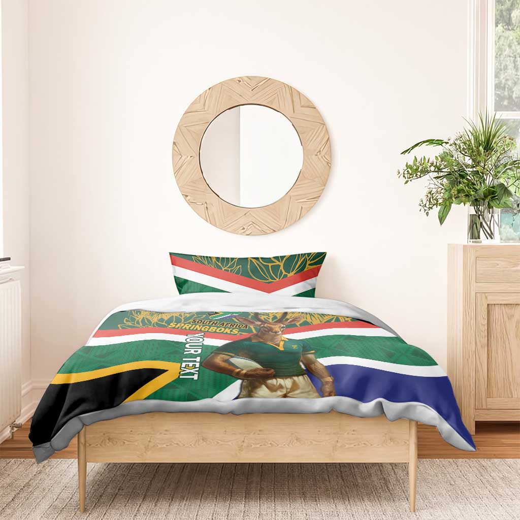 Custom South Africa Rugby Bedding Set 2024 Go Springboks Mascot African Pattern LT14