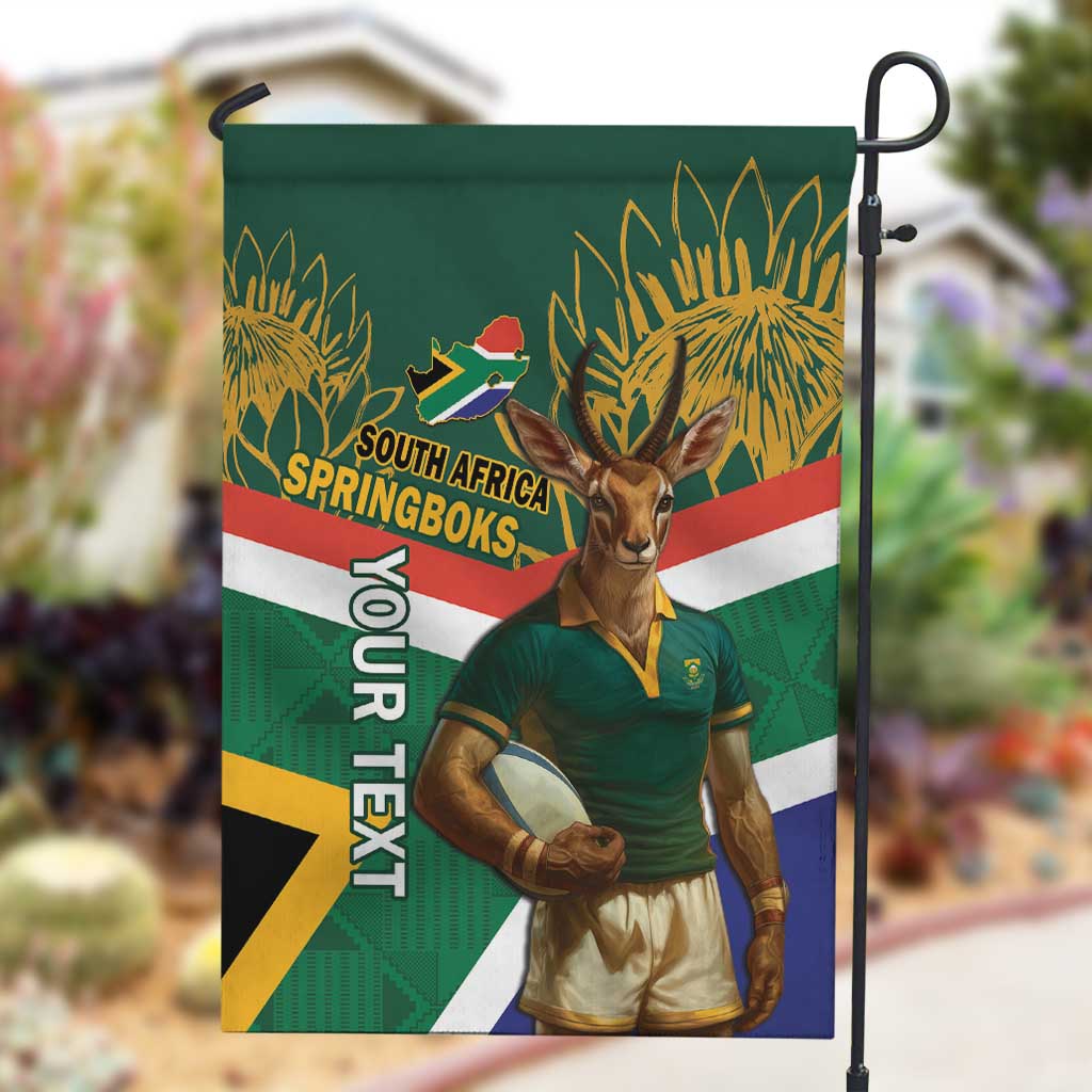 Custom South Africa Rugby Garden Flag 2024 Go Springboks Mascot African Pattern LT14