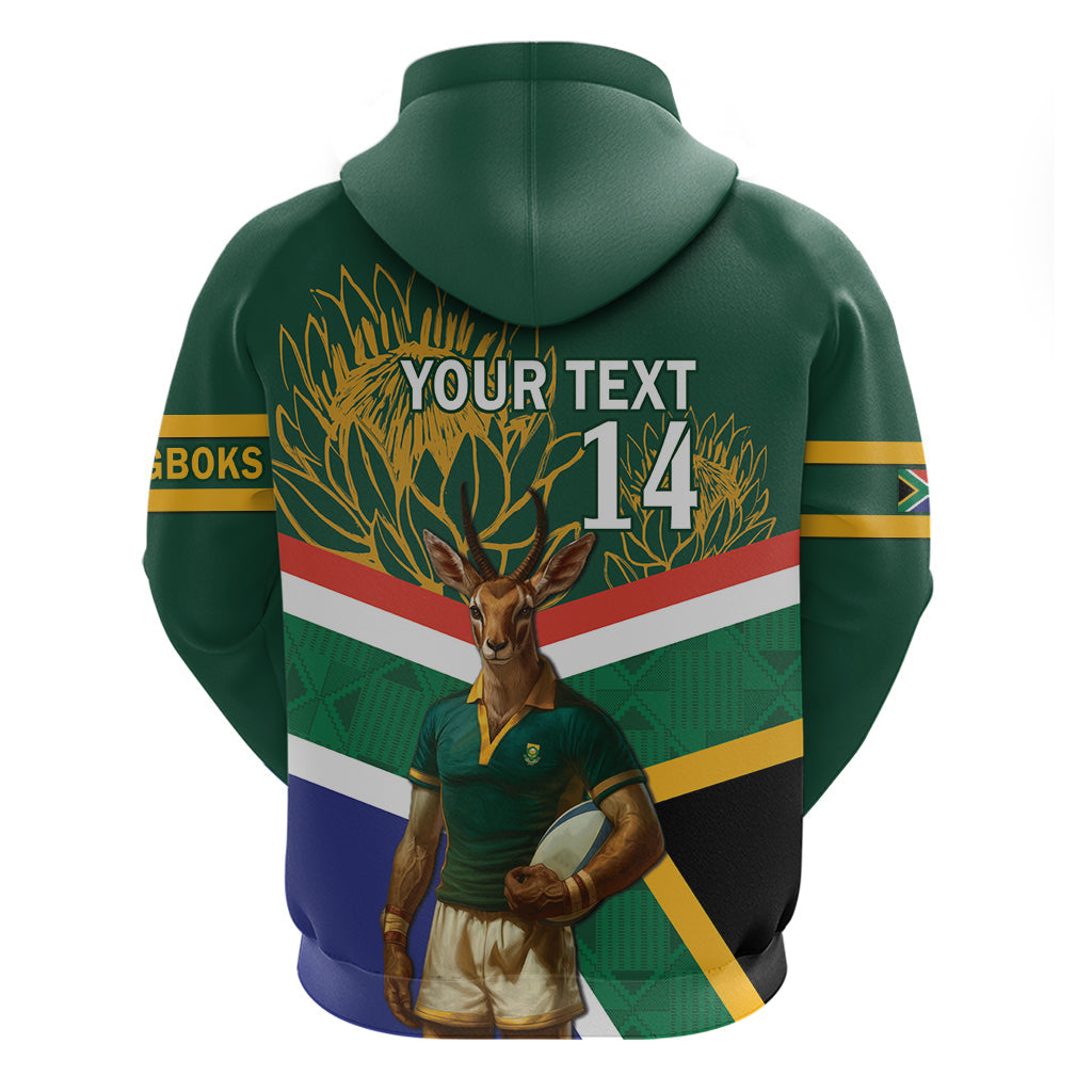 Custom South Africa Rugby Hoodie 2024 Go Springboks Mascot African Pattern LT14