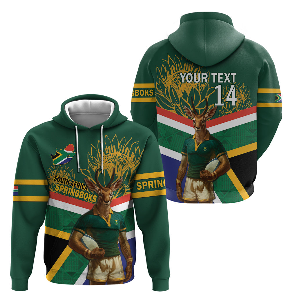 Custom South Africa Rugby Hoodie 2024 Go Springboks Mascot African Pattern LT14