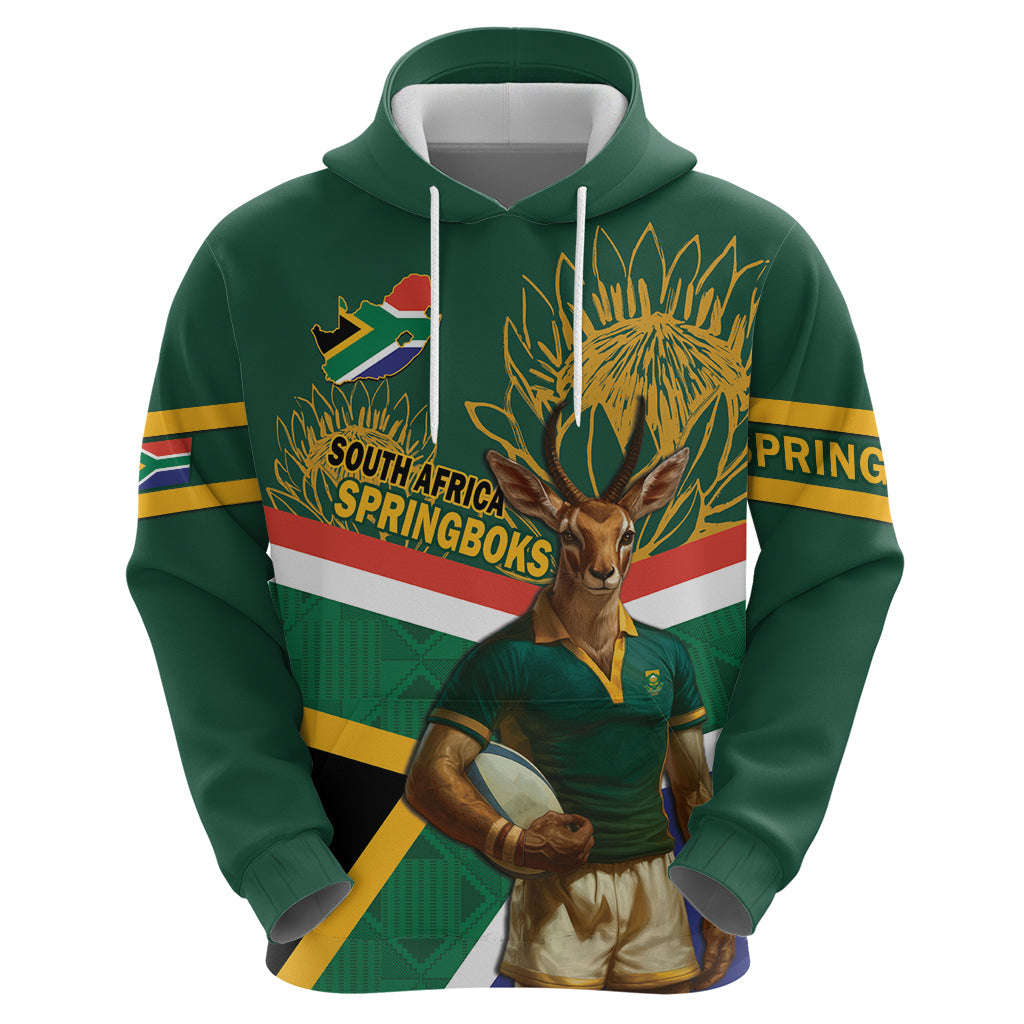 Custom South Africa Rugby Hoodie 2024 Go Springboks Mascot African Pattern LT14