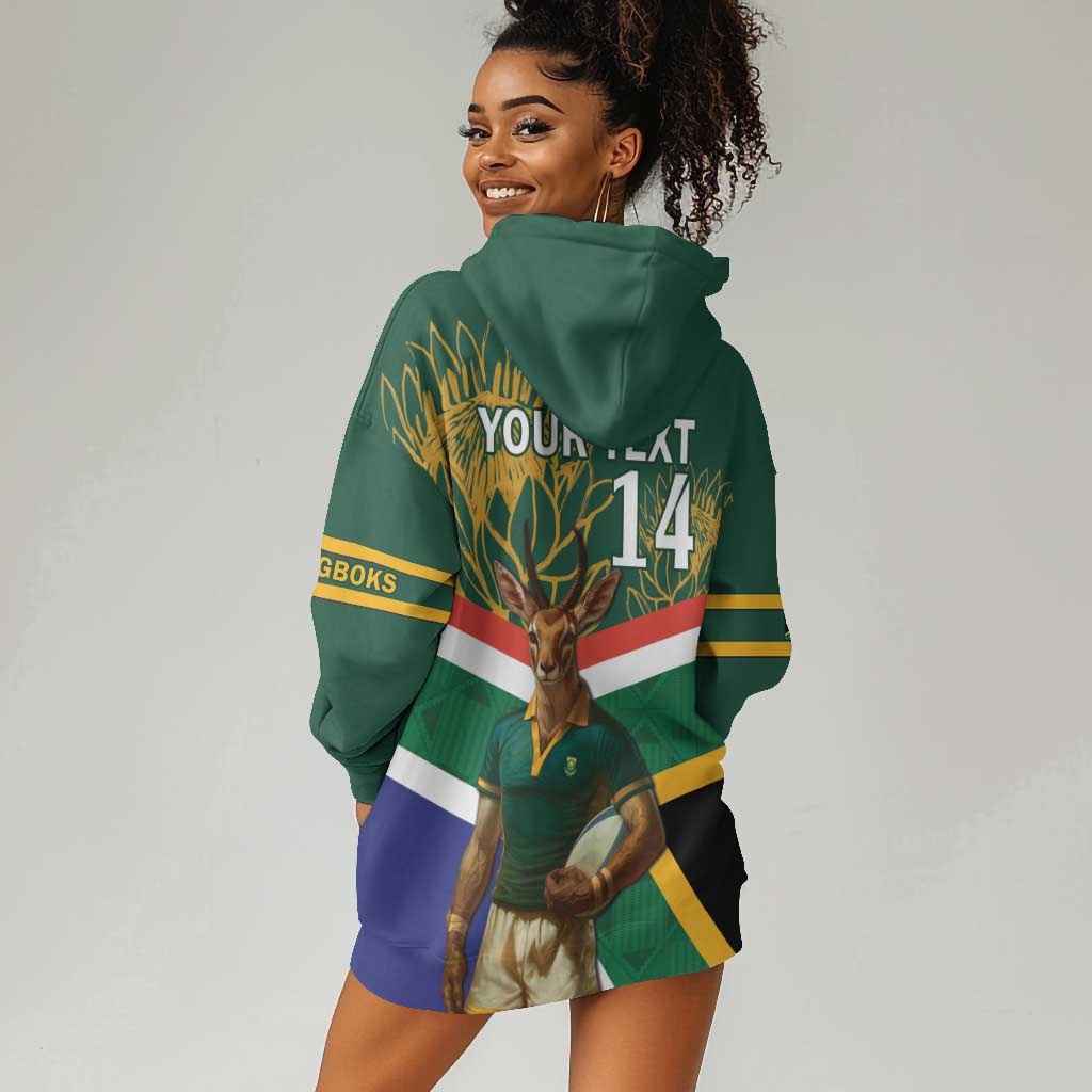 Custom South Africa Rugby Hoodie Dress 2024 Go Springboks Mascot African Pattern LT14
