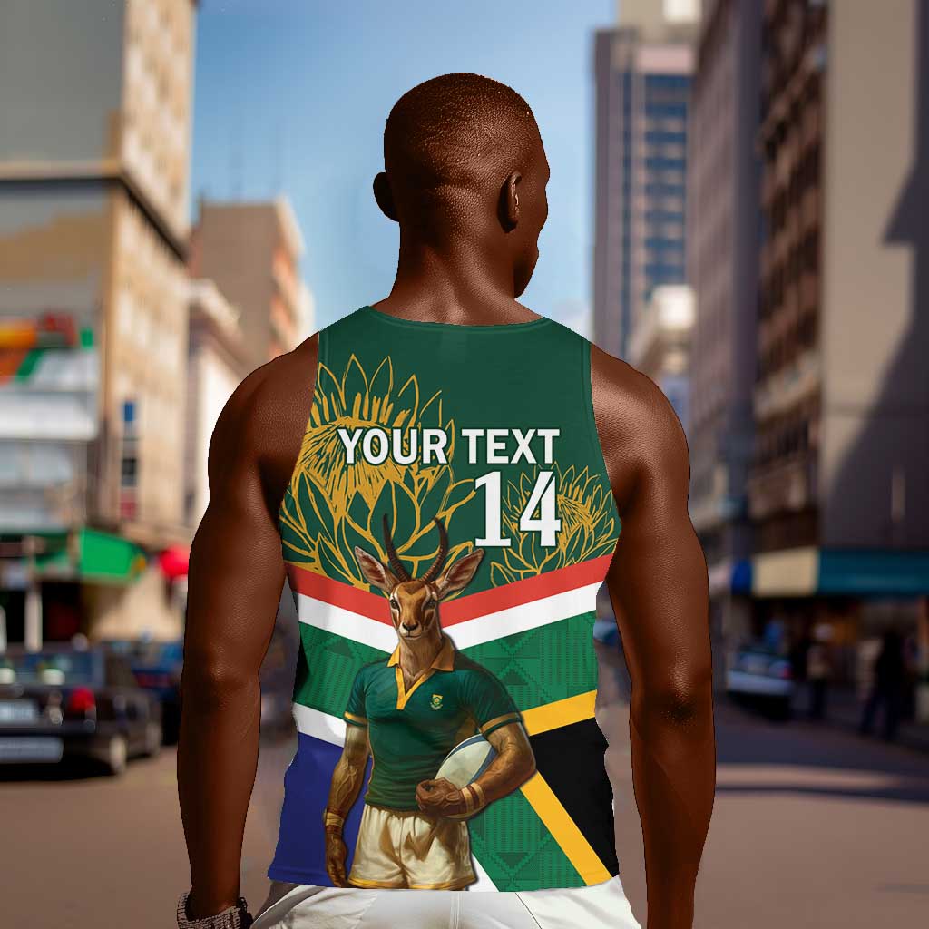 Custom South Africa Rugby Men Tank Top 2024 Go Springboks Mascot African Pattern LT14