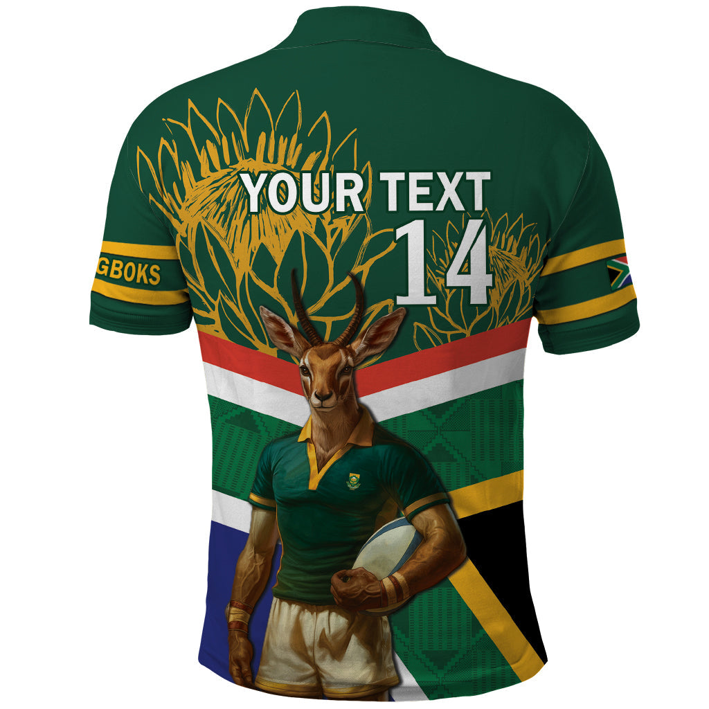 Custom South Africa Rugby Polo Shirt 2024 Go Springboks Mascot African Pattern LT14