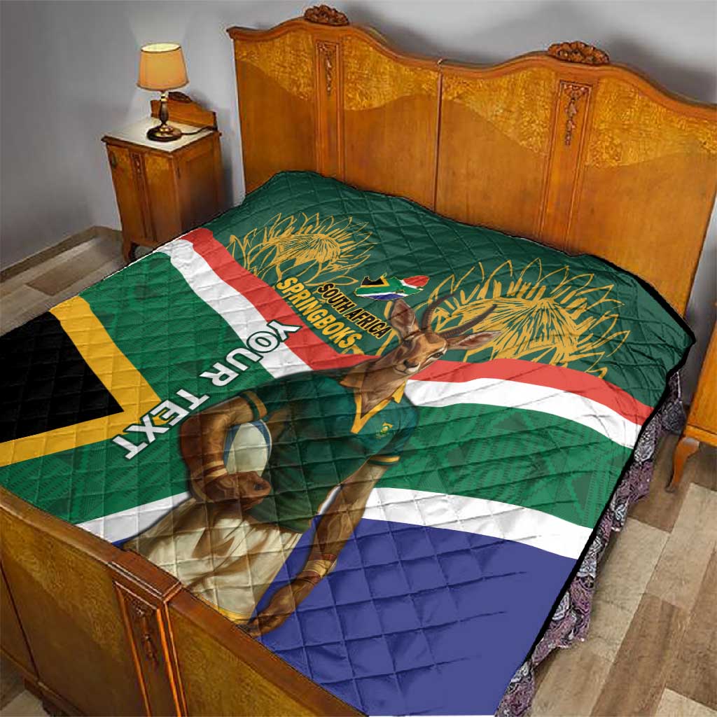 Custom South Africa Rugby Quilt 2024 Go Springboks Mascot African Pattern LT14