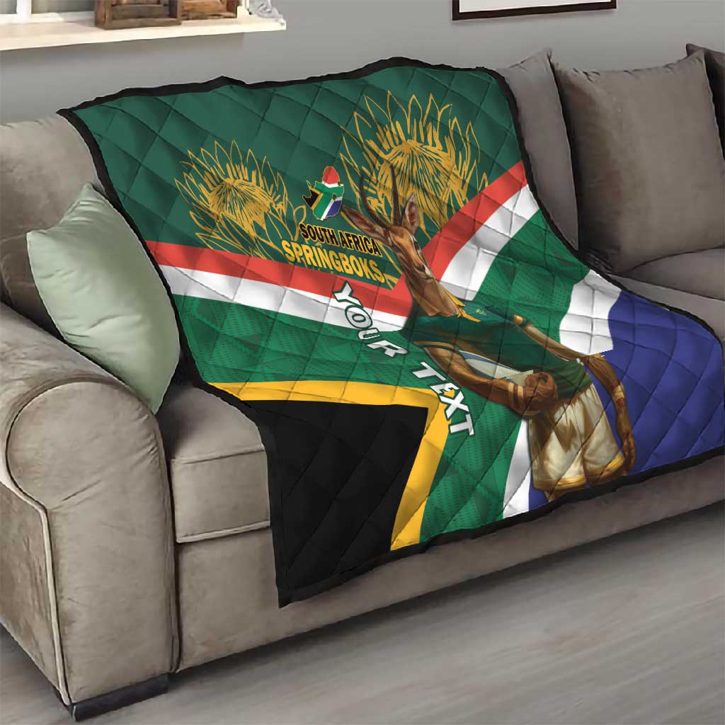 Custom South Africa Rugby Quilt 2024 Go Springboks Mascot African Pattern LT14