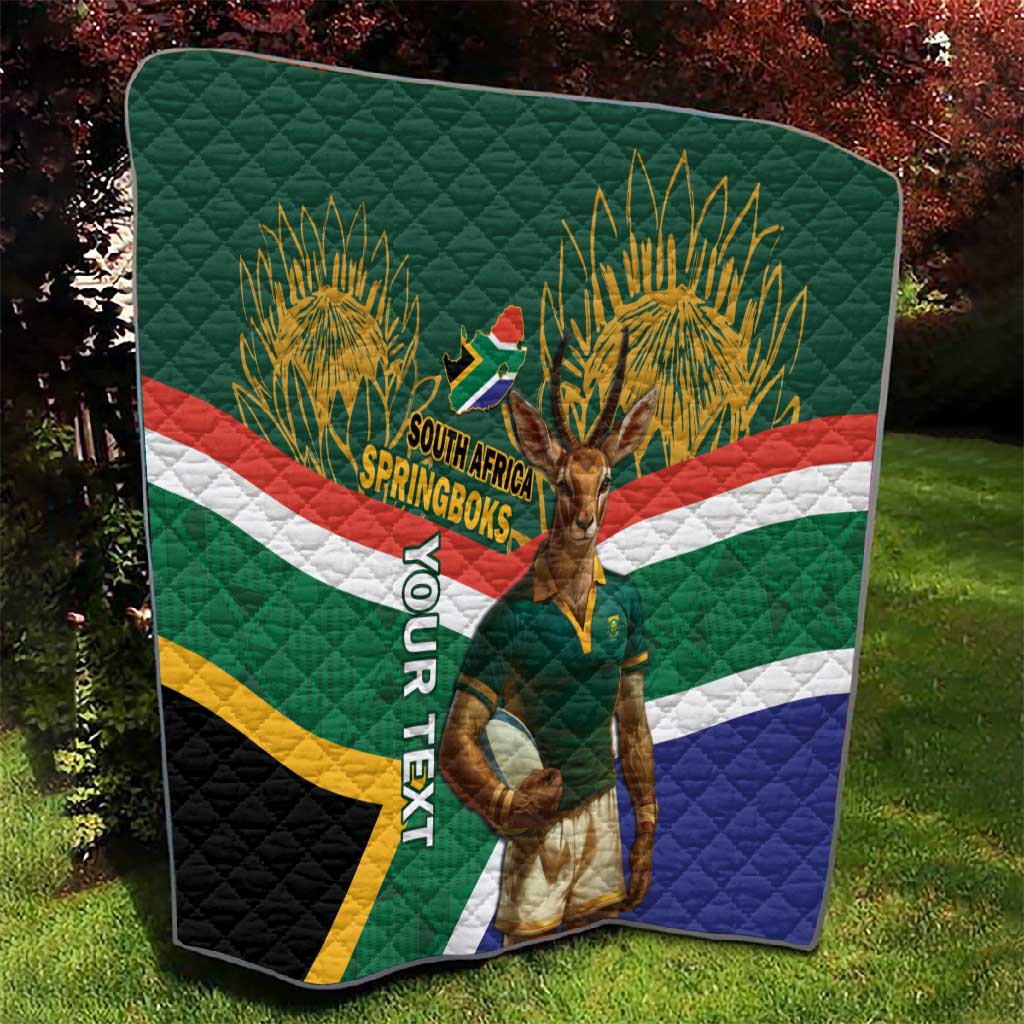Custom South Africa Rugby Quilt 2024 Go Springboks Mascot African Pattern LT14